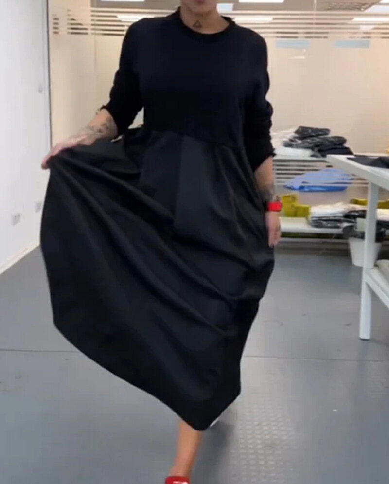 Vestido maxi casual de cor sólida