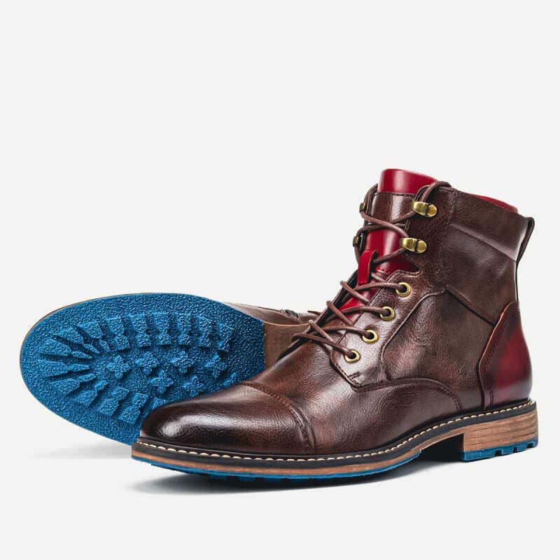 Botas de couro com cadarço 