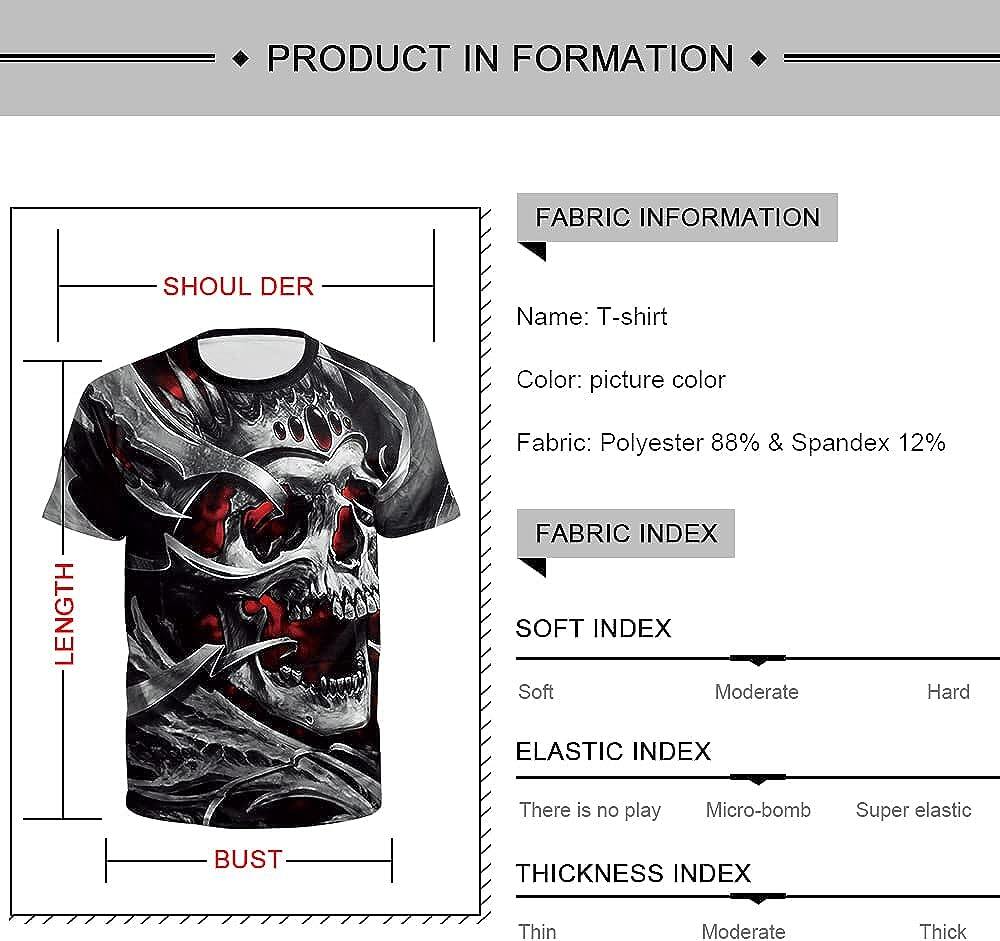 Men's 3D Print Skull T-Shirt 3D Creative Print Short Sleeve T-Shirt Casual Round Neck Novelty Street Fashion Tees Shirt