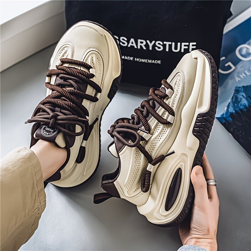 Ανδρικά αθλητικά παπούτσια με χοντρή σόλα που αναπνέει - παπούτσια με κορδόνια