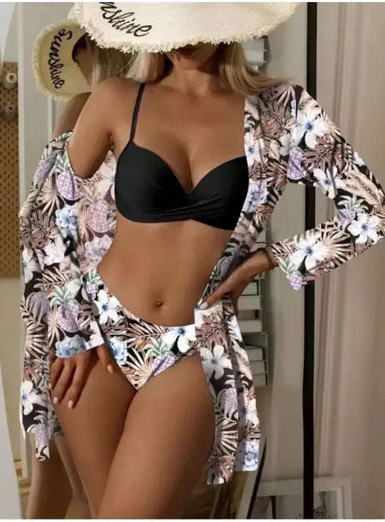 【Třídílná sada】👙 Nová sada plavek s potiskem pro ženy