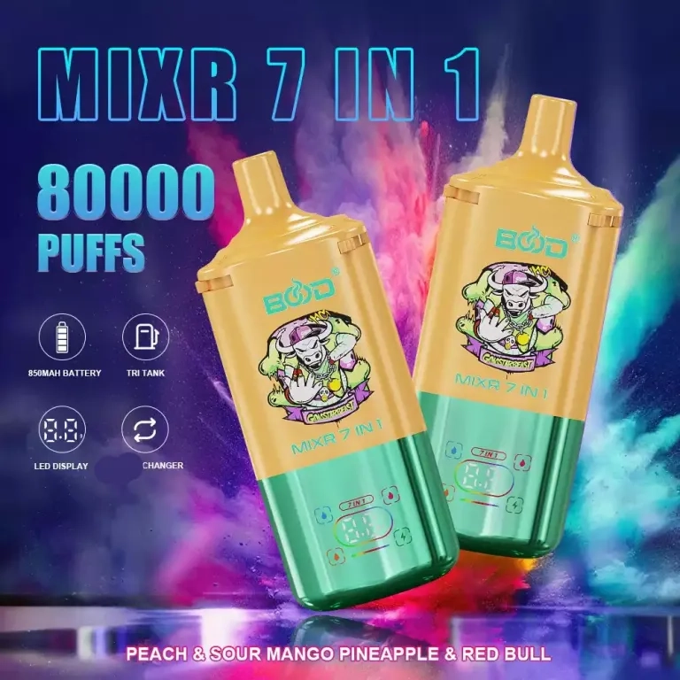 BOOD MIXR 80000 80K Puffs Vapes Strawberry Ice Cream & Raspberry Watermelon & Lemon Lime