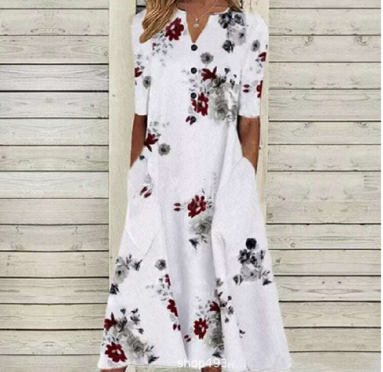 Letní volné šaty s výstřihem do V