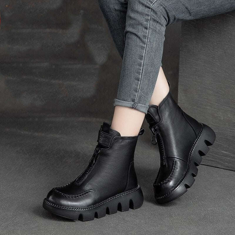 Botas curtas quentes de couro PU feminino (50% de desconto)