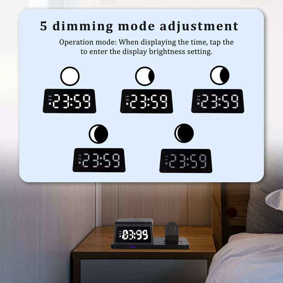 🔥Estação de carregamento com relógio, carregador sem fio (carregamento rápido)⚡