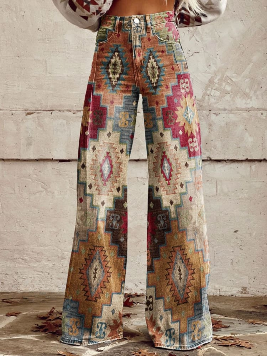 Marta | Calças Boho Vintage de Perna Larga