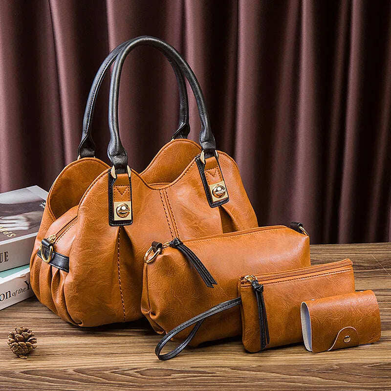 Conjunto de bolso de cuero de varias piezas hecho a mano