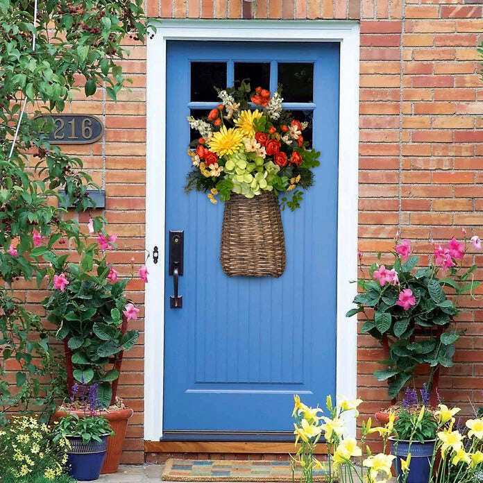 💐Guirlanda de porta feita de flores silvestres e botões de ouro💐(🎁Desconto 45%🎁)