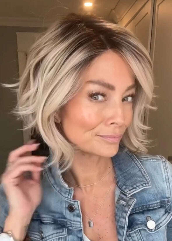 Silver Wig Black Hair Roots Curly Side Short Hair