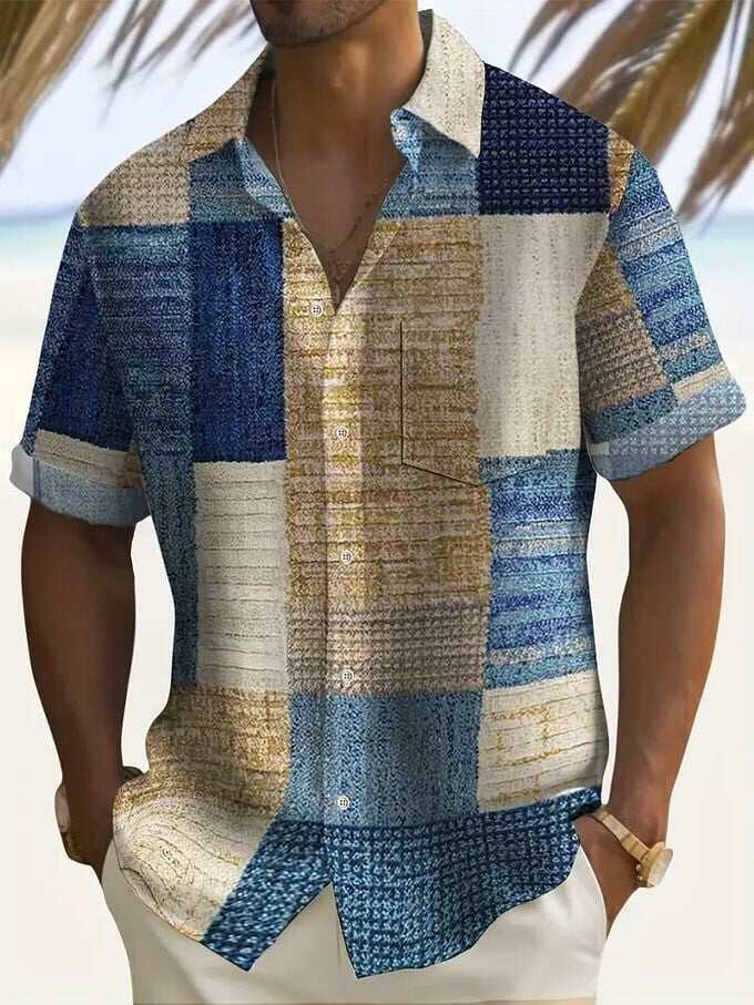 Camiseta masculina estilo resort com cordão