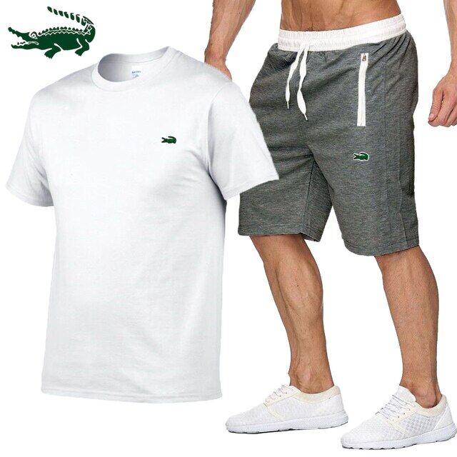 Cartelo High quality spring and summer new men's casual sports cotton round neck short-sleeved T-shirt+casual sports pants set