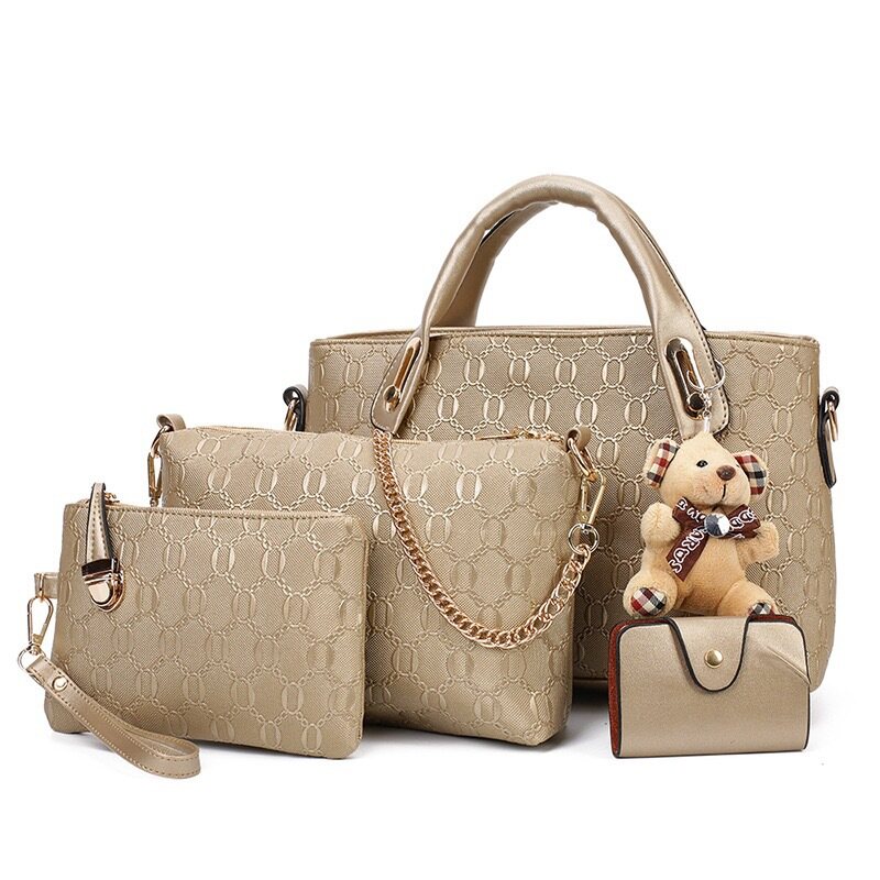 Bolsa elegante de quatro peças com charme de urso