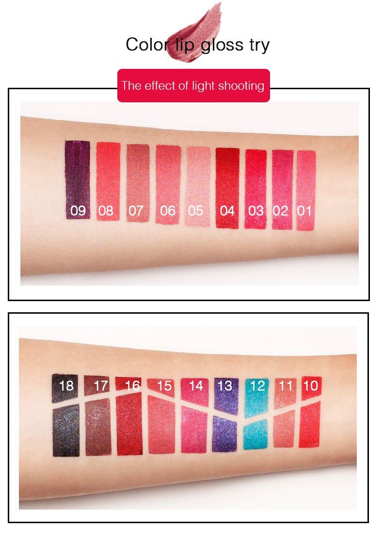 18-kolorowa diamentowa błyszcząca długotrwała szminka