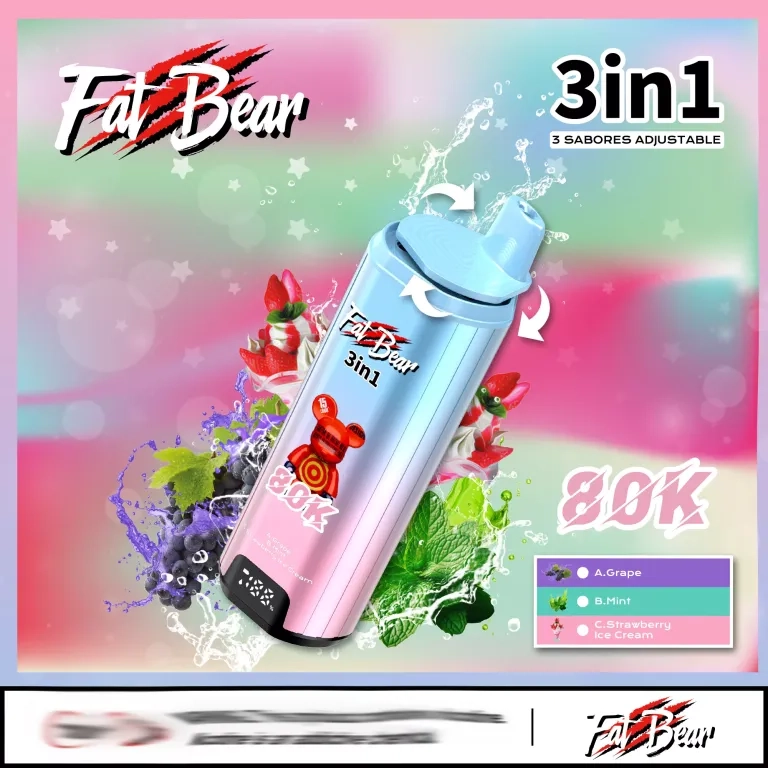 AIVONO AIM FAT BEAR 80000 PUFFS VAPES Green apple (sour) + strawberry banana + sour mango pineapple