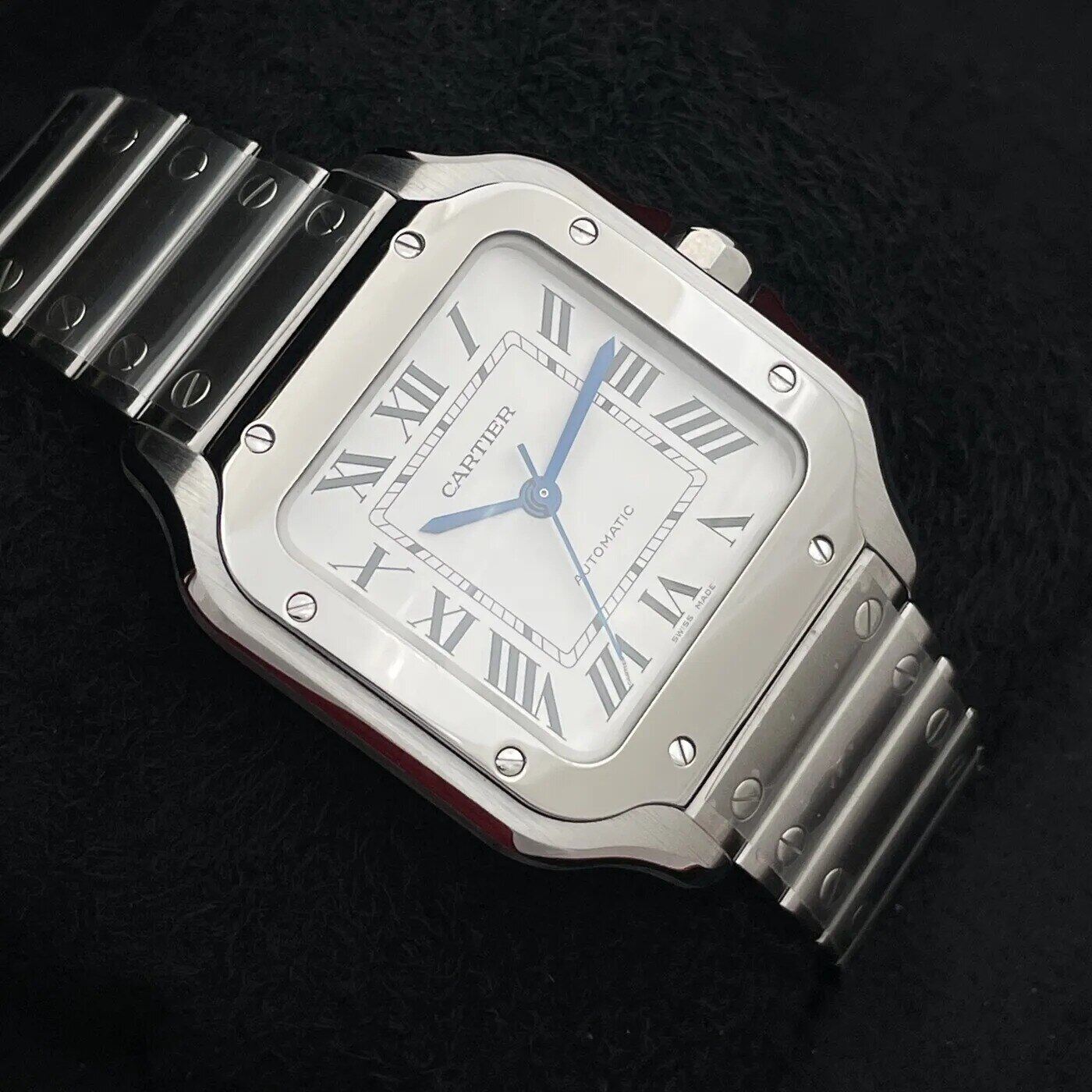 Santos de Cartier WSSA0029 stal nierdzewna biały MEDIUM kompletny