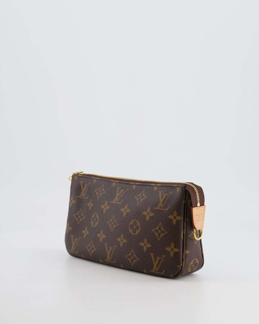 LOUIS VUITTON BROWN POCHETTE BAG IN MONOGRAM COATED CANVAS