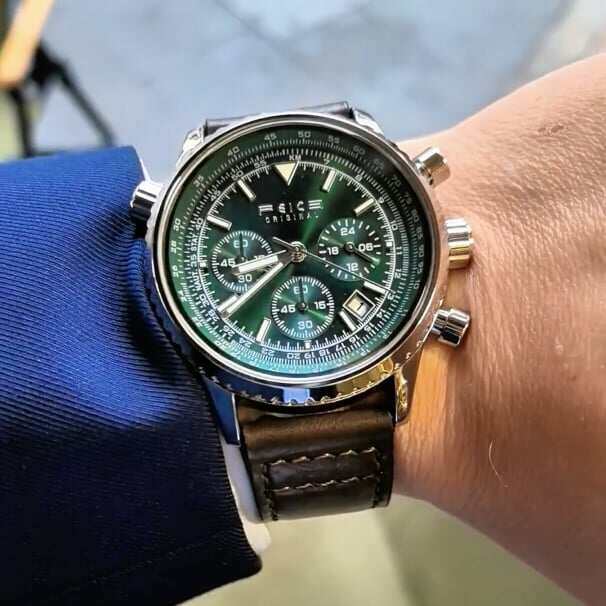 FEICE FK812 Мъжки часовници Многофункционални ръчно сглобени винтидж зелени часовници за мъже