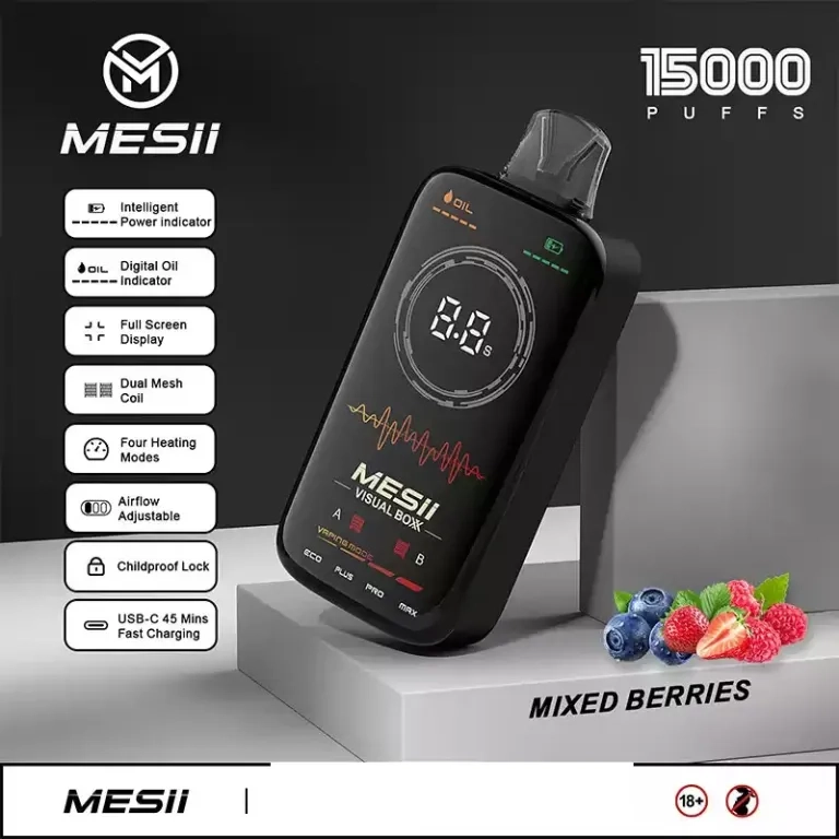 Mesii visual boxx 16000 puffs teljes képernyős kijelző eldobható vape tömeges vásárlás nagykereskedelmi
