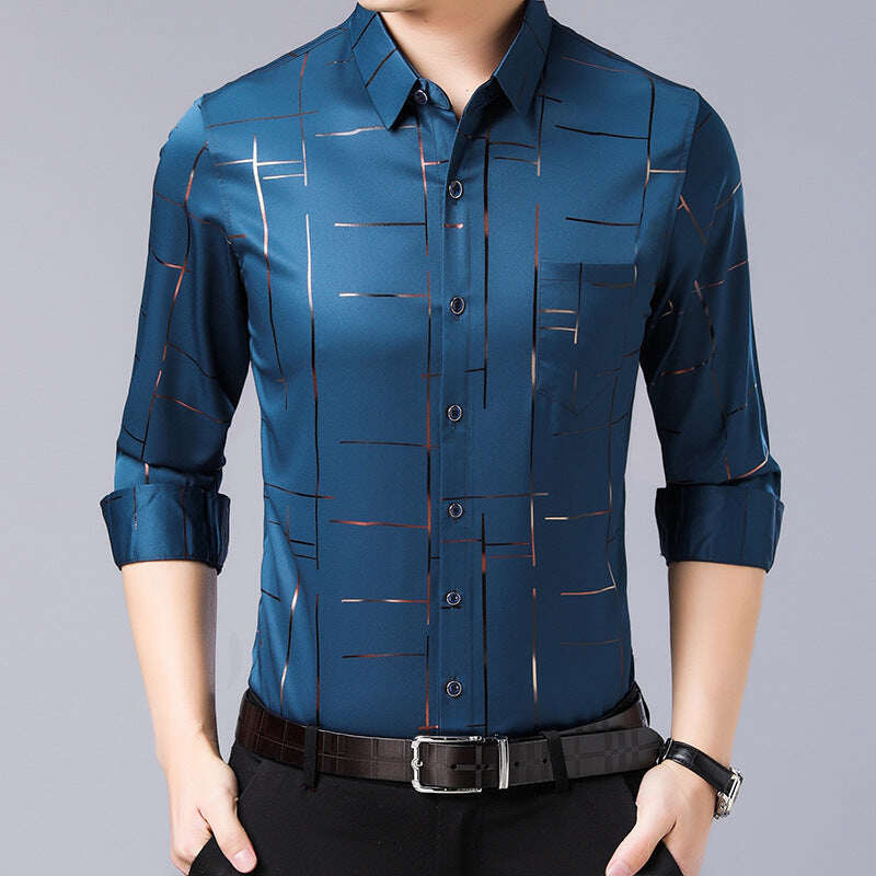 Camisa de manga comprida masculina de alta qualidade que não precisa passar