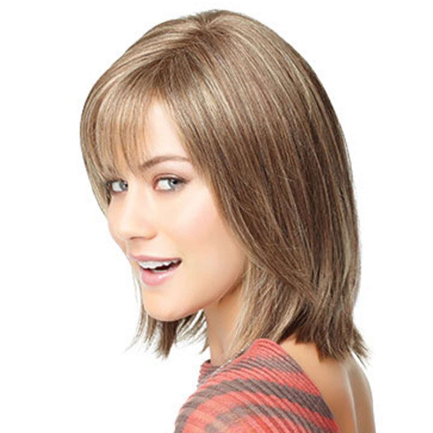 💁Short brown hair with oblique bangs