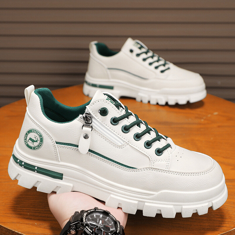 CALÇADOS MASCULINOS 2025 NOVA PRIMAVERA E OUTONO PROTEÇÃO DE TRABALHO PEQUENO BRANCO CALÇADOS DE TÁBUA INVERNO LAZER ESPORTES À PROVA D'ÁGUA ROUPA DE TRABALHO MARTIN SHOES