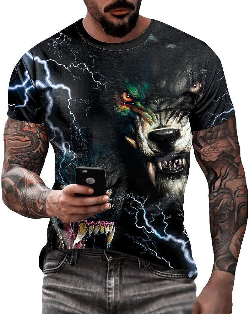 Men's 3D Print Skull T-Shirt 3D Creative Print Short Sleeve T-Shirt Casual Round Neck Novelty Street Fashion Tees Shirt