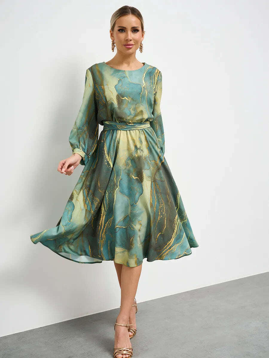 Vestido para mulher vestido feminino com mangas compridas francesas na cintura com cintura