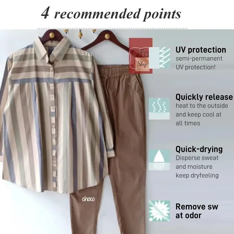 【S-4XL】Conjunto de 2 peças com listras coloridas de baixa saturação