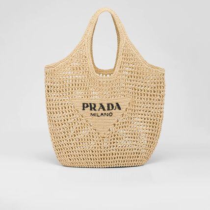 Prada Raffia Tote Bag-Cáqui