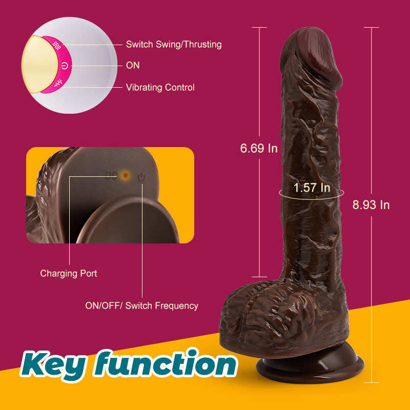 Chimp 8 Thrusting 8 Vibrating 8 Swing Realistyczne dzikie realistyczne dildo 23 CM
