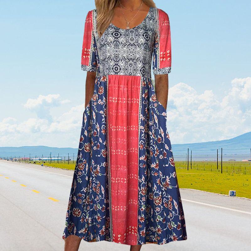 🌸 Vestido elegante Dami com estampa checa.