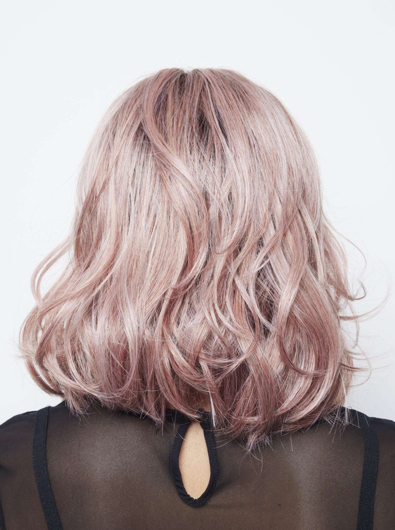 Upgraded side-parted wavy wig with bangs