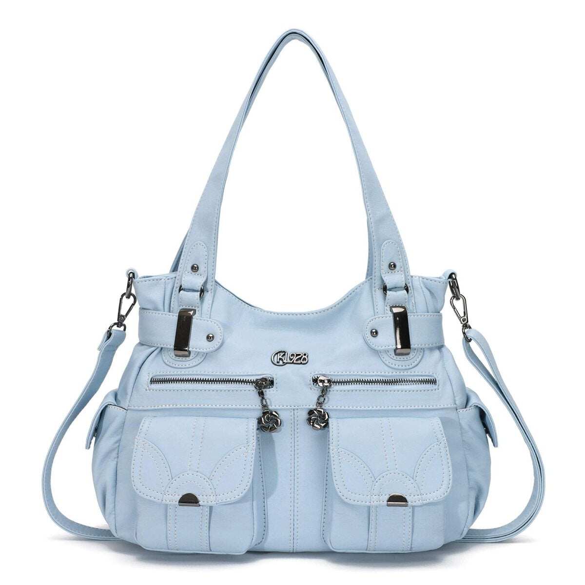 Bolsa de couro premium com muitos bolsos