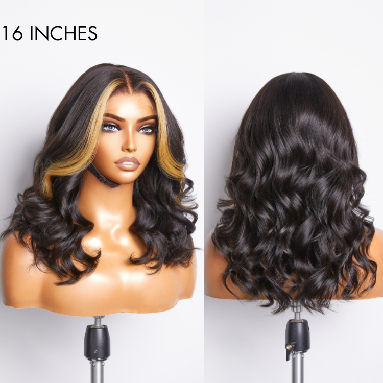 ENQUADRAMENTO DE ROSTO LOIRO DESTAQUE EM CAMADAS CORTE SOLTO ONDA CORPORAL 5X5 FECHAMENTO INDETECTÁVEL PERUCA DE RENDA HD