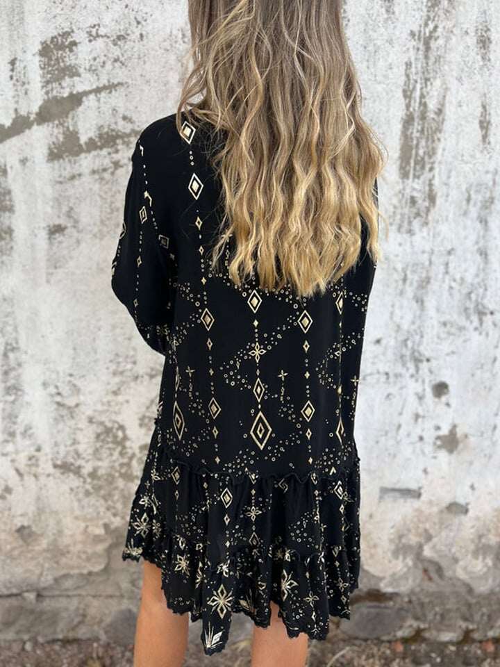 Venda imperdível 🔥 Vestido confortável com estampa elástica e decote em V