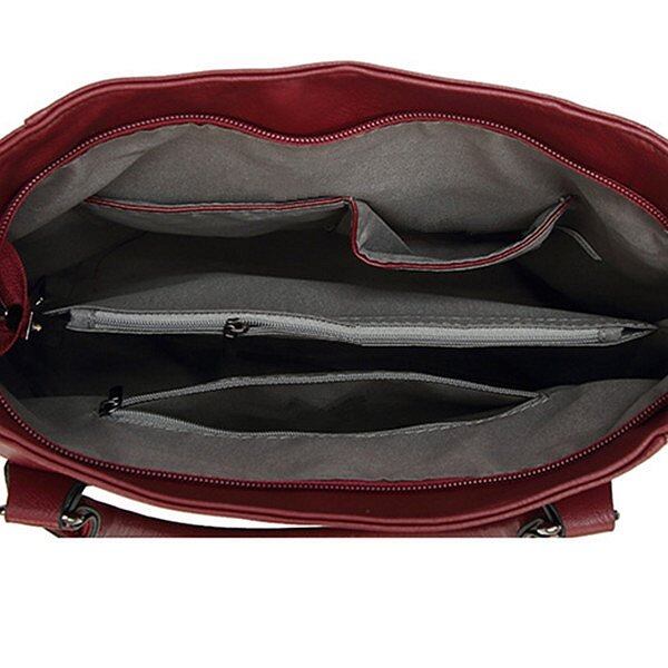 Bolsa feminina de couro macio de grande capacidade Bolsa resistente bolsa de ombro de lazer