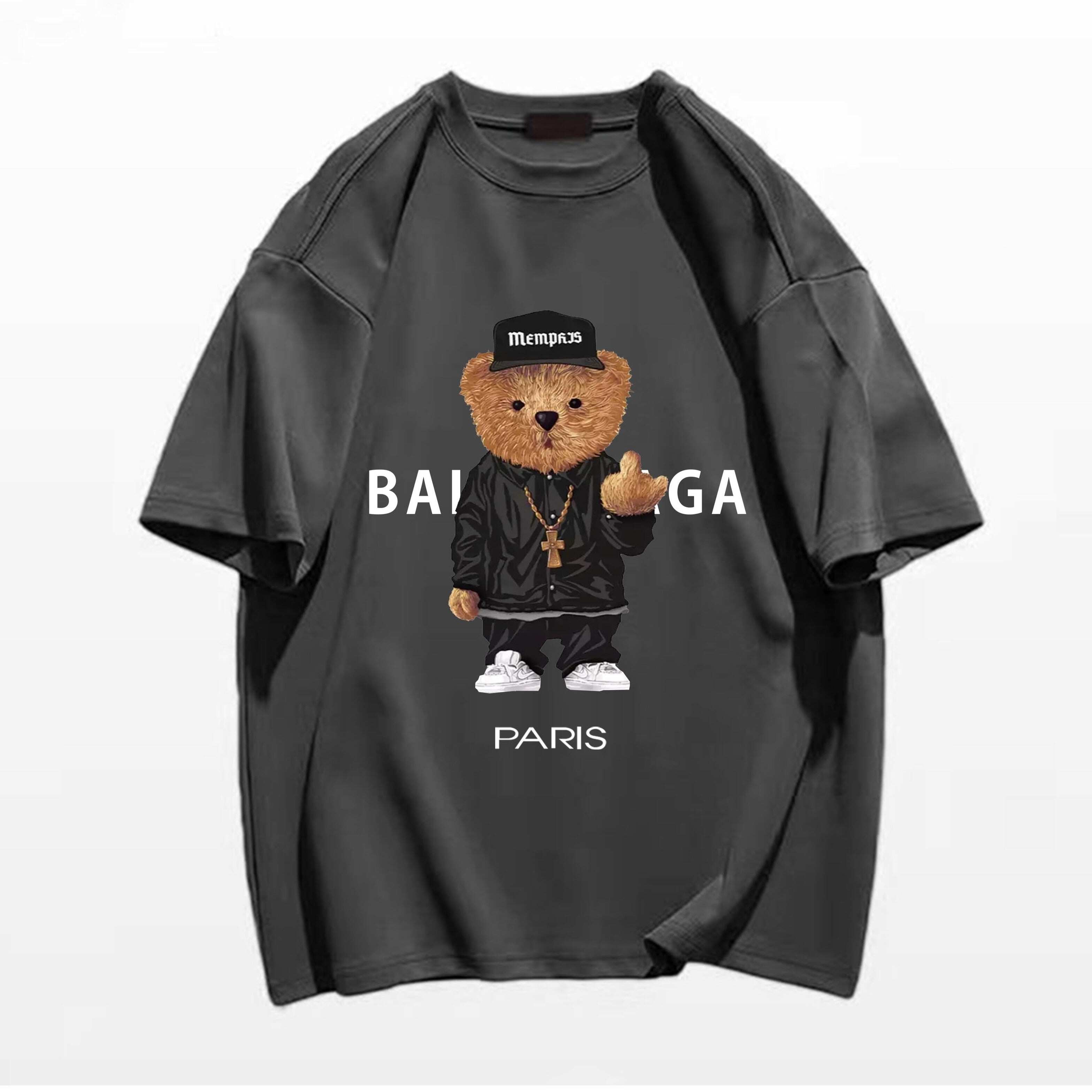 T-shirt manga curta com estampa de urso