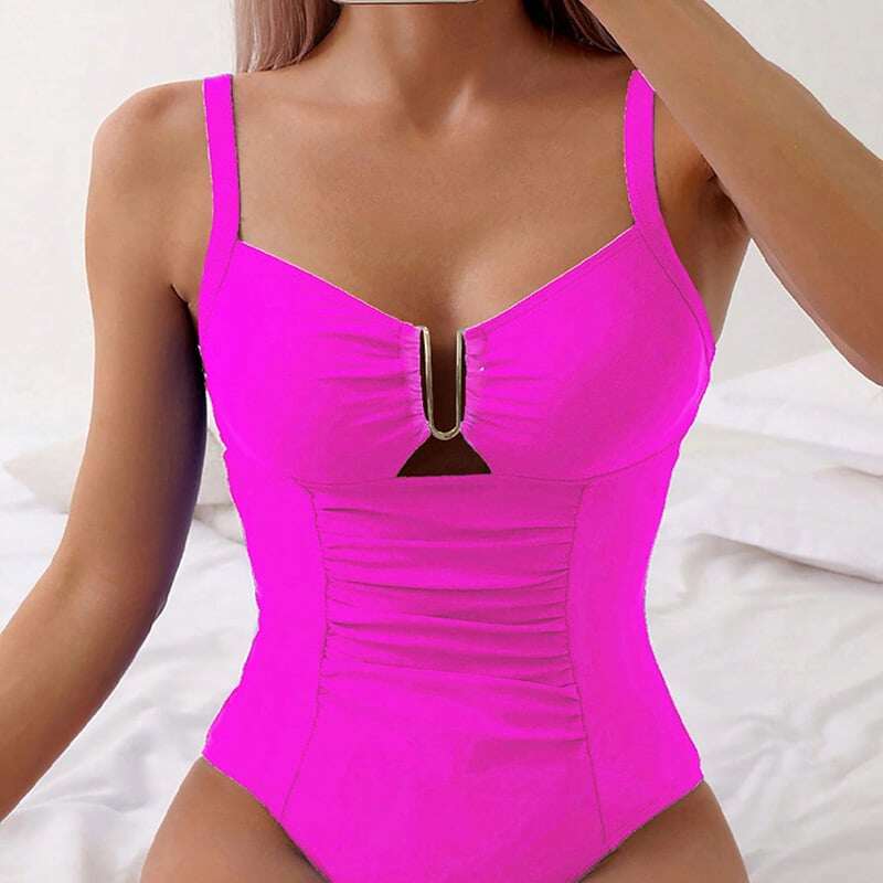 🩱 Hollowed-out Metal Decorations One-Piece Swimsuit