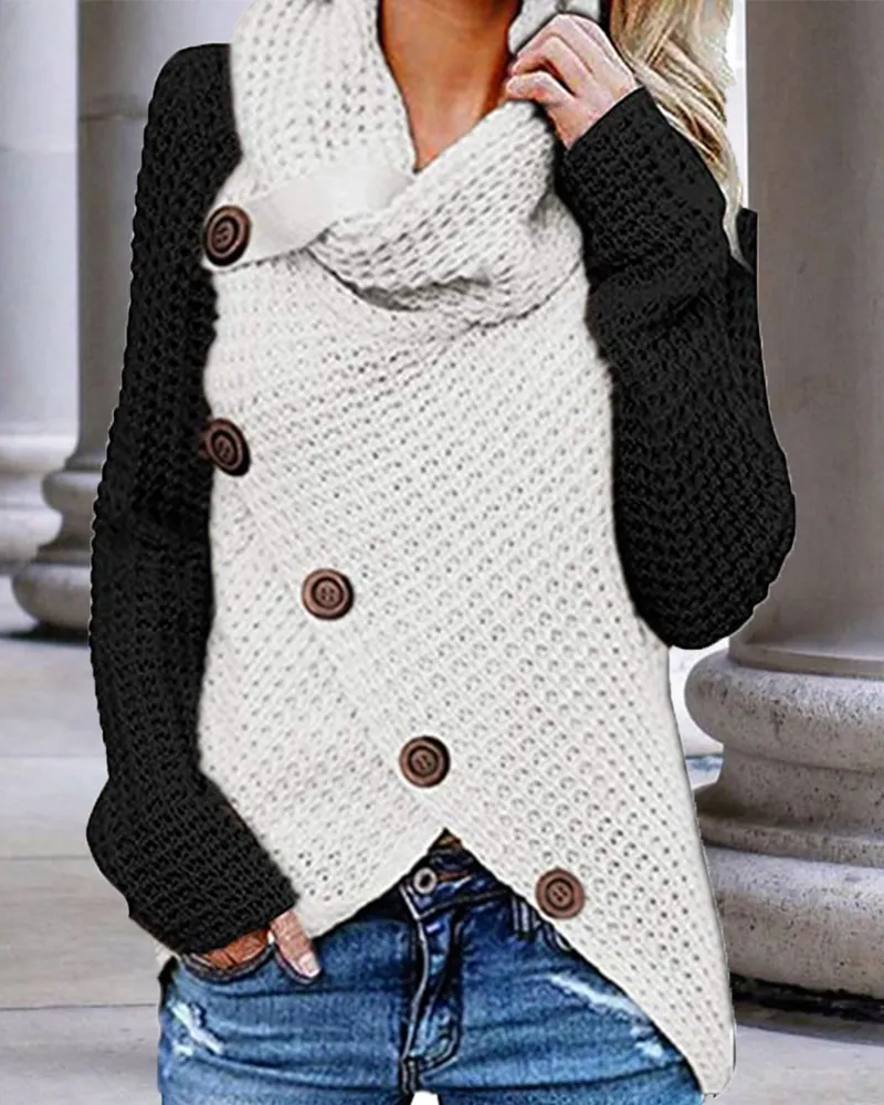 Uma gola rulê de malha simples para lazer