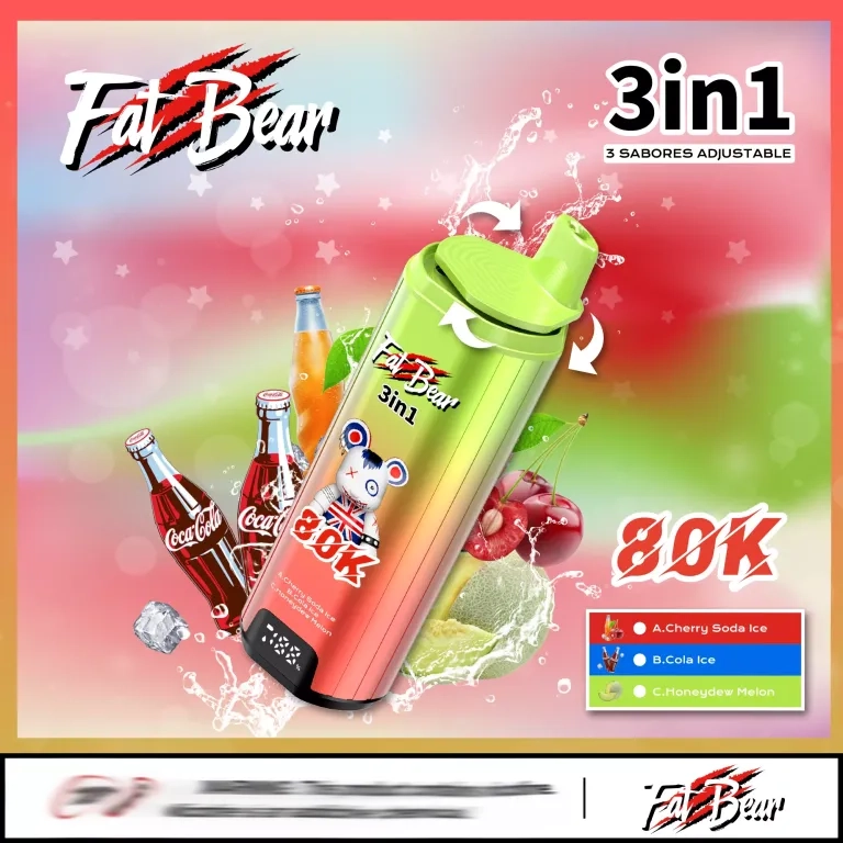 AIVONO AIM FAT BEAR 80000 PUFFS VAPES Grape ice + mint + strawberry ice cream