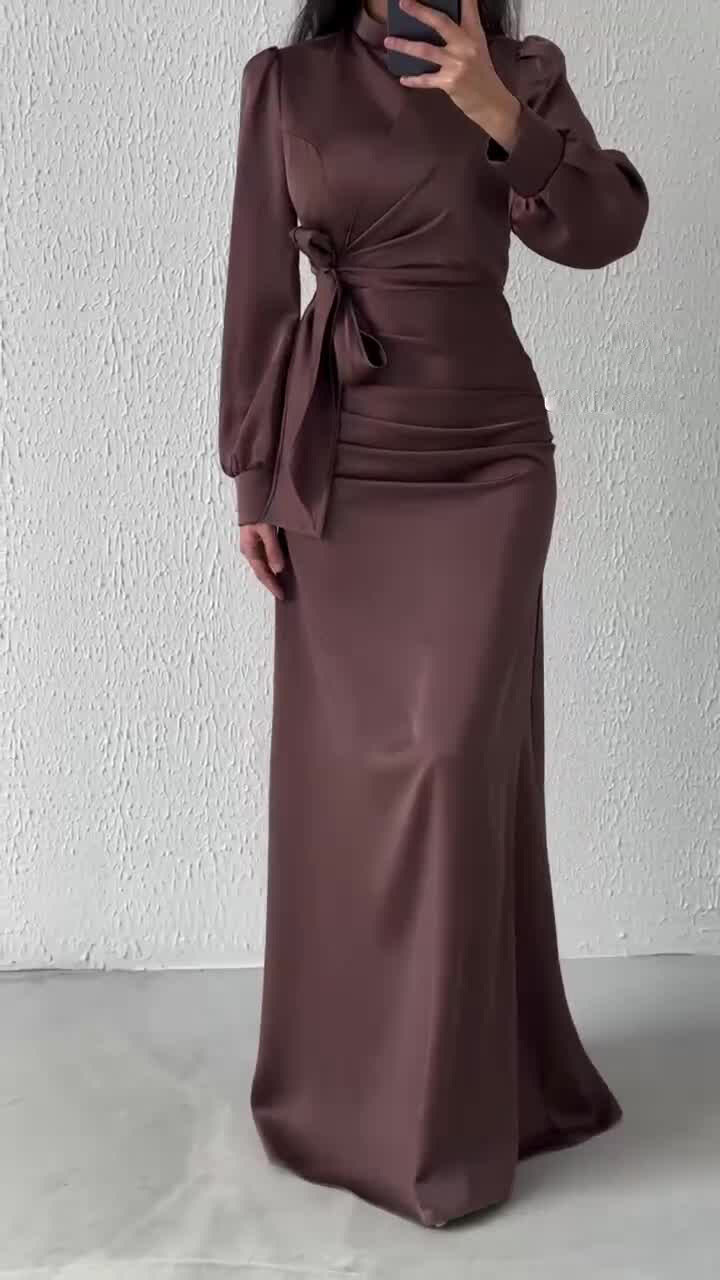 Nova primavera e verão vestido com cintura emagrecimento vestido de cintura alta temperamento saia para mulher