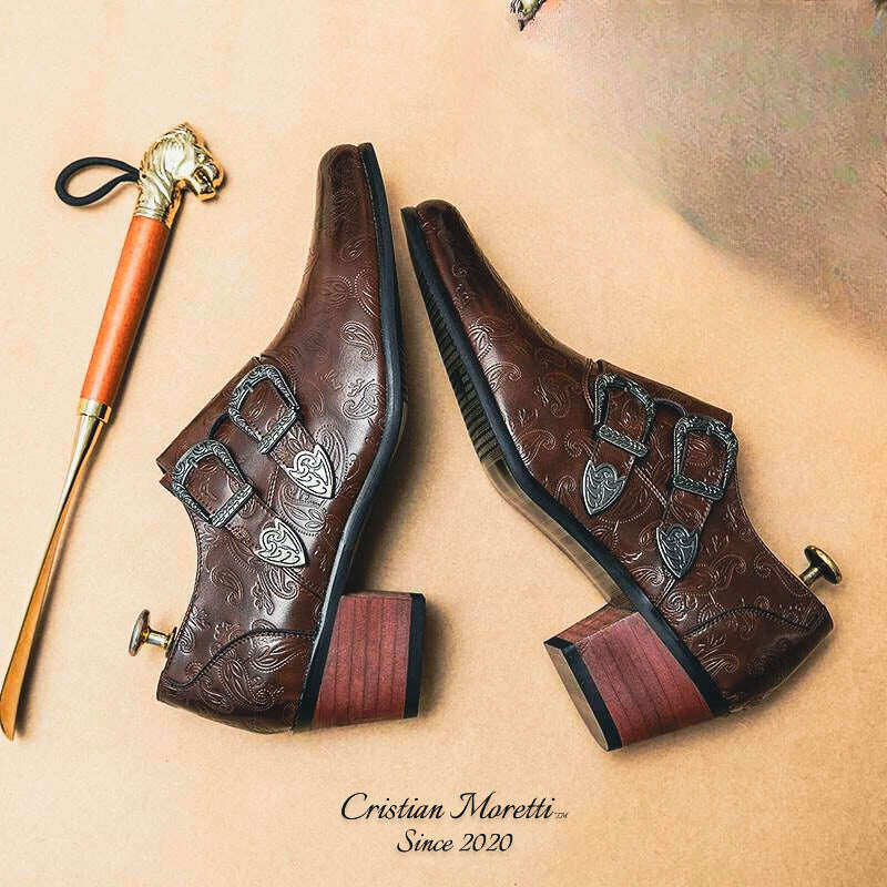 Sapatos de couro com fivela dupla Carlo Mancini™