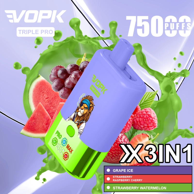 vopk triple pro 75000 puffs Grape ice & Strawberry Raspberry Cherry & Strawberry Watermelon