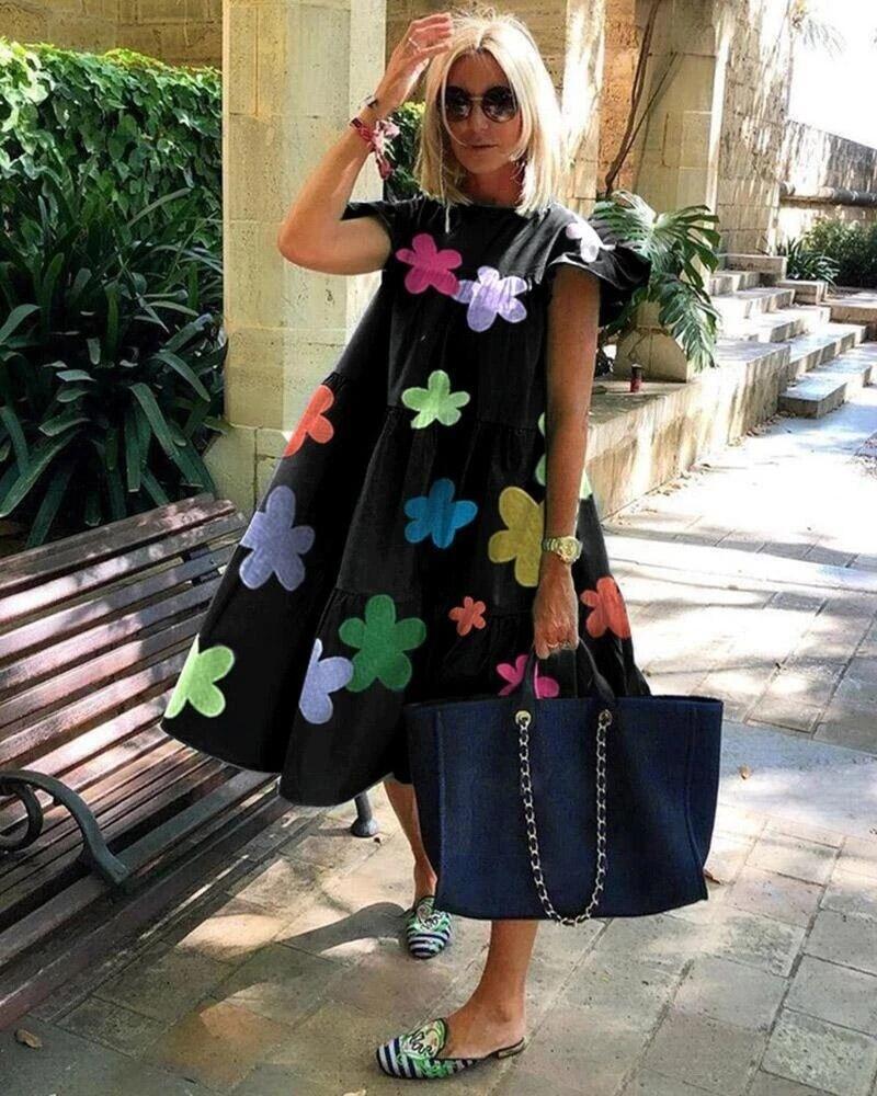 Vestido feminino com corte A para lindas férias de verão para mulheres