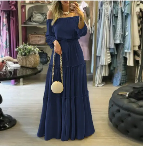 👗💥【S-5XL】Bohemian Ruffle Off Shoulder Maxi dress