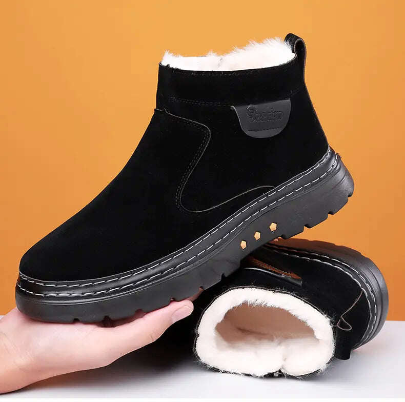 【38-46】Novas botas masculinas de neve de inverno, espessadas com veludo e quentes