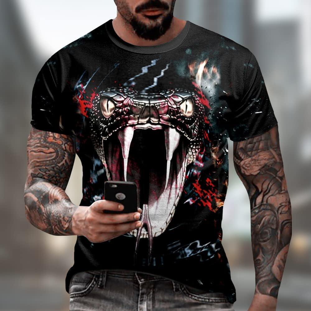 Men's 3D Print Skull T-Shirt 3D Creative Print Short Sleeve T-Shirt Casual Round Neck Novelty Street Fashion Tees Shirt