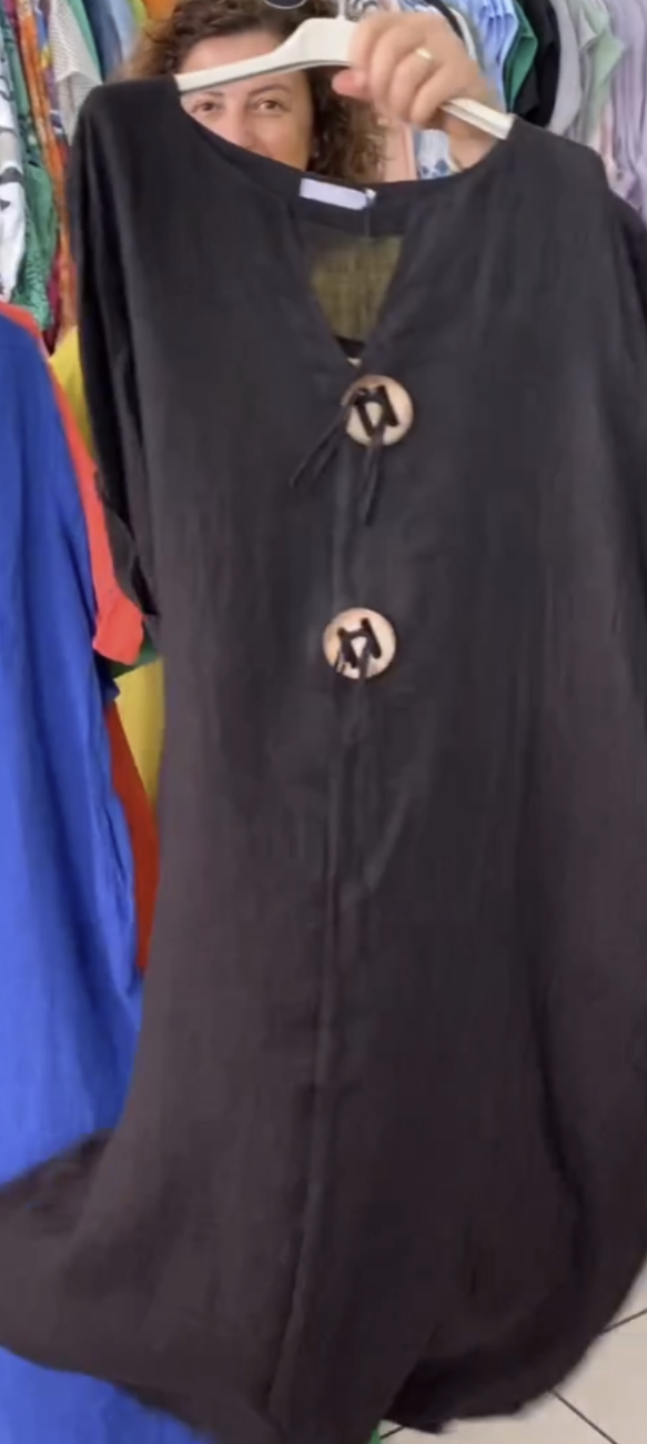 🌈【S-5XL】 Novo vestido de algodão e linho com decote em V, confortável e moderno