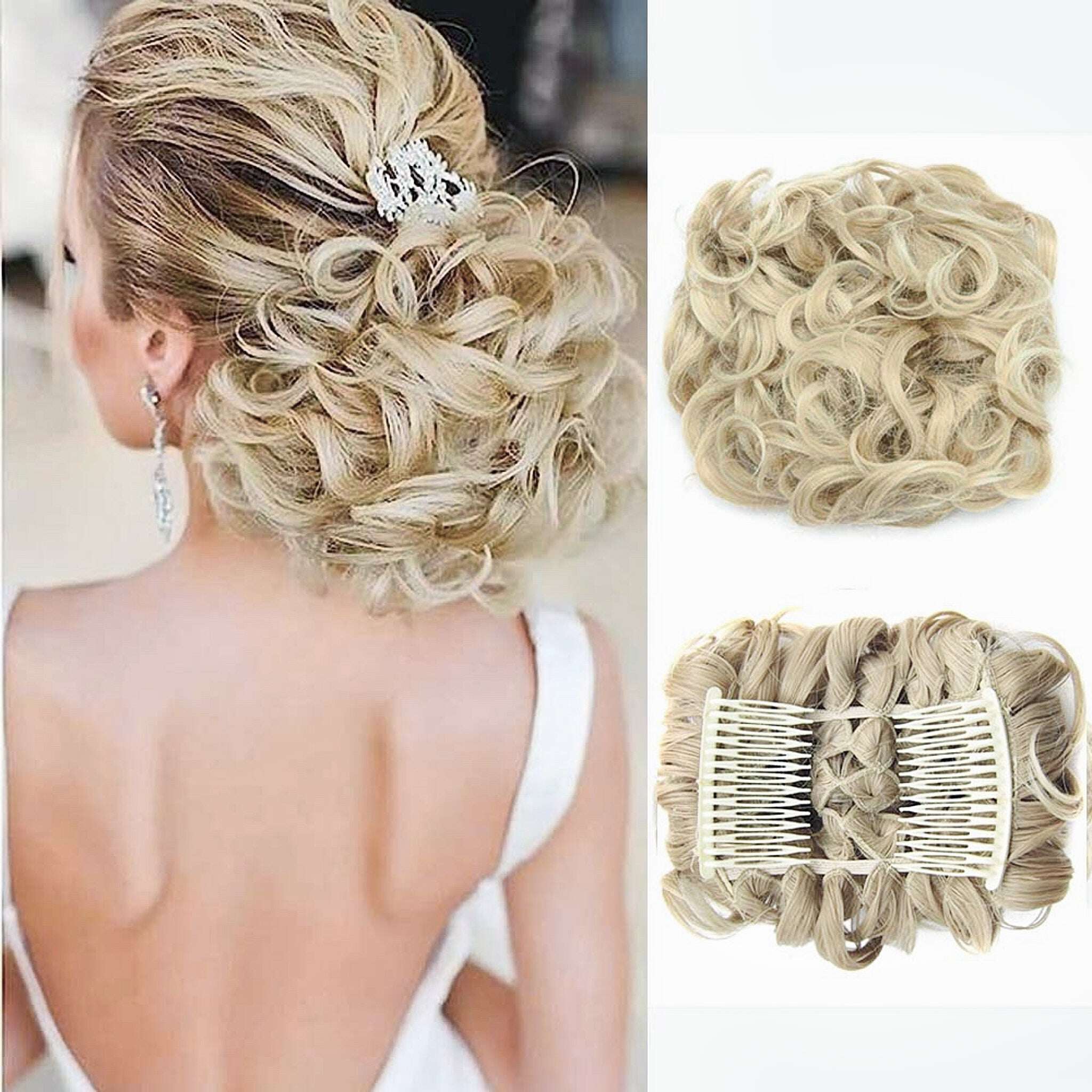 Extensão de coque de cabelo curto e encaracolado