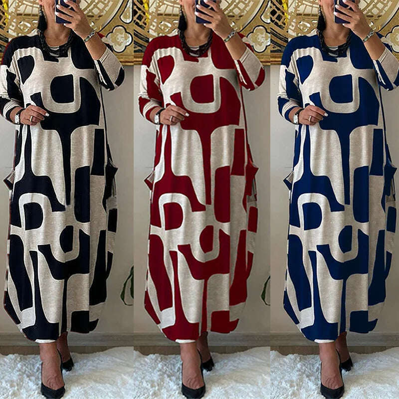 ✨Vestido feminino de manga comprida com estampa